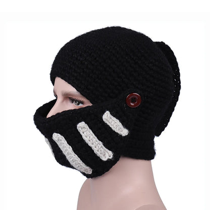 Winter Hat Roman Beanie Hats Warm Mask Knight Helmet Knitted Cap Handmade Gladiator Mask Novelty Hats