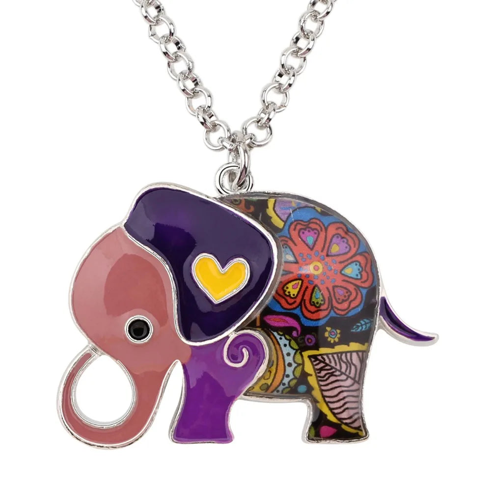 Enamel Alloy Jungle Elephant Choker Necklace Chain Pendant Peaceful Novelty Jewelry  Accessories For Women Girl Ladies Men Kids