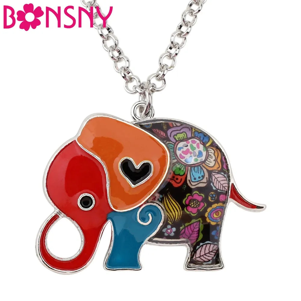 Enamel Alloy Jungle Elephant Choker Necklace Chain Pendant Peaceful Novelty Jewelry  Accessories For Women Girl Ladies Men Kids