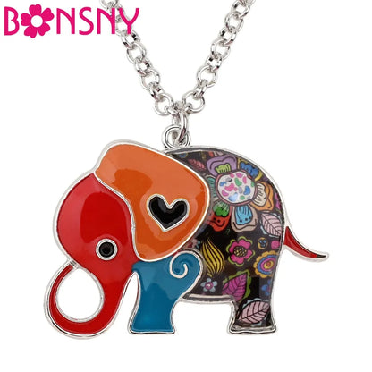 Enamel Alloy Jungle Elephant Choker Necklace Chain Pendant Peaceful Novelty Jewelry  Accessories For Women Girl Ladies Men Kids