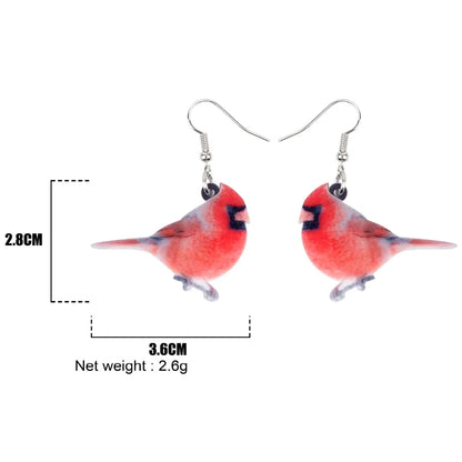 Unique Northern Cardinal Bird Earrings Big Long Dangle Acrylic Drop Novelty Birds Animal Jewelry For Women Girls