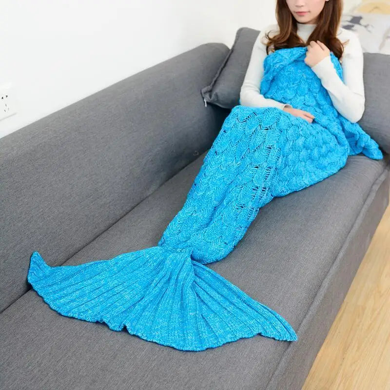 Mermaid Blanket Mystical Crypted Blankets Soft Knitting Fish Tail Blanket Costume Birthday Gifts For Girls