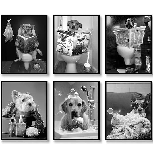 Black And White Picture Funny Dog Stylish Wall Art DIY 5D Diamond Painting Home Decor Diamond Mosaic Kit