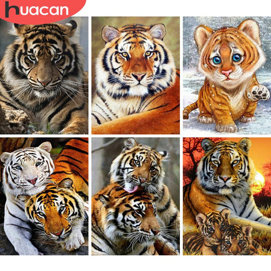 DIY 5D Diamond Painting Tiger with Cubs Cross-Stitch Diamond Embroidery Full Square or Round Drill Mosaic Painting Decoration