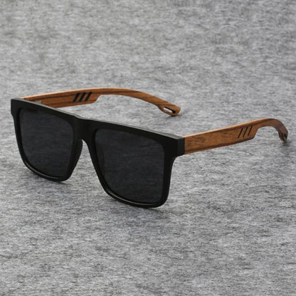 YOOSKE Bamboo Wood Leg TAC Polarized Sunglasses Men's Retro Sun Glasses Women Fashion Oversized Imitation Wood Grain Sunglasses