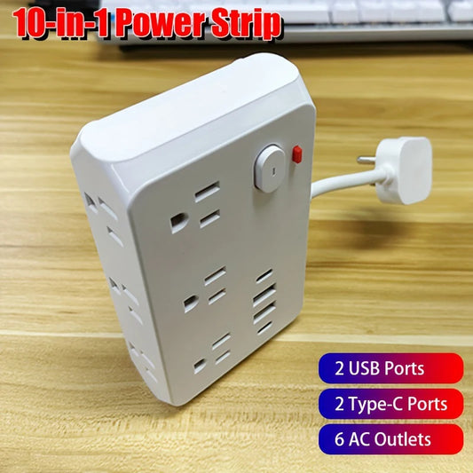 US Plug 6AC Outlet Multiprise Power Strip Extension Cord 2 USB 2 PD Charger Electrical Socket Network Filter USB Fast Charging