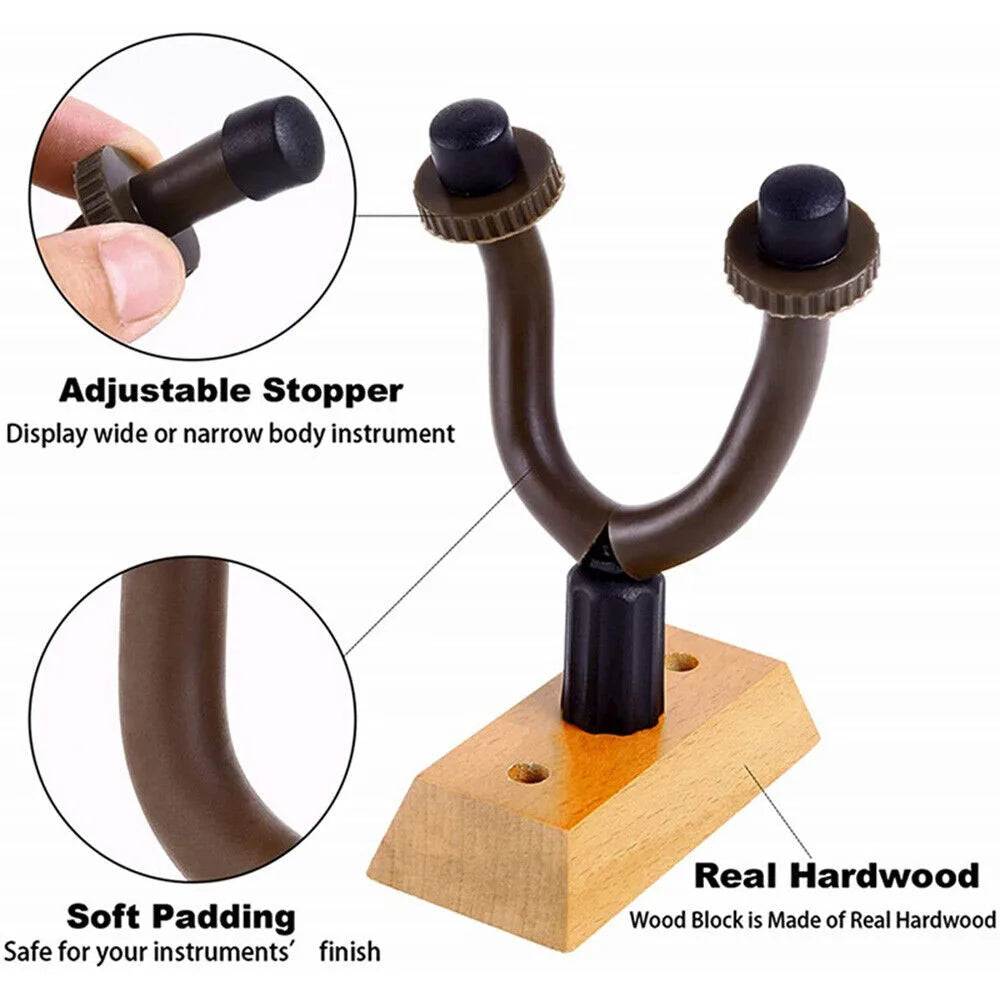 Universal Guitar Wall Mounted Hanger Holder Stand Wooden for Acoustic Guitar Ukulele Violin Bass Guitar Instrument Accessories