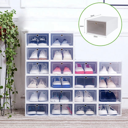 Transparent 20 Schuhboxen Stapelbar Schuhaufbewahrung Box Kunststoff Schuhkarton