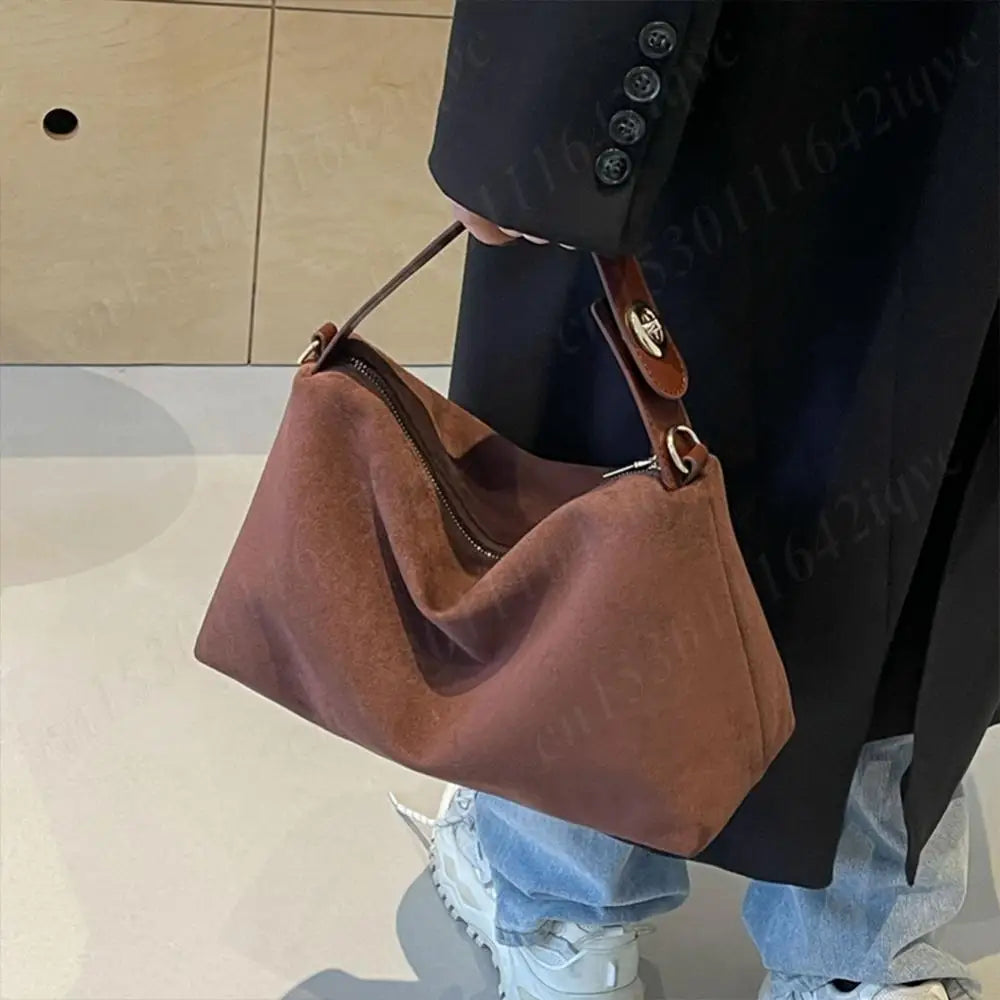 Women Suede Shoulder Bag Crossbody Bag Adjustable Strap Hobo Purse With Inner Pocket Satchel Purse Clutch Purse Zipper Handbag