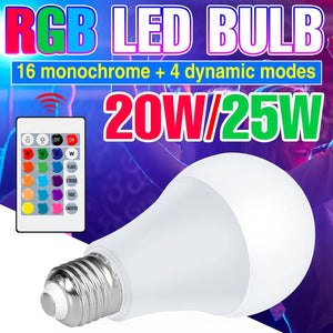 RGB Neon Light E27 Rainbow Lamp 220V LED Colorful Bulb With IR Remote Control 20W 25W LED Holiday Decoration