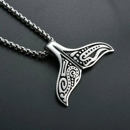 Lovely Stainless Steel Whale Tail Pendant Chain Necklace for Men or Women Punk Rock Biker Rider Jewelry Best Gift for Christmas