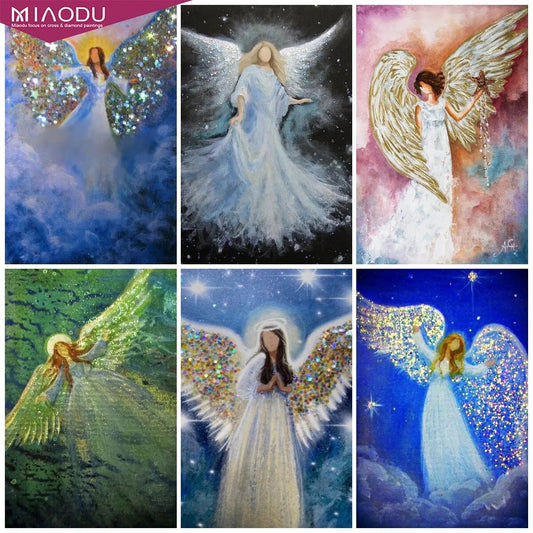 5D DIY Diamond Painting Religious Shining Angel Diamond Cross Stitch Embroidery Kit Mosaic Resin Diamond Home Decor Gifts