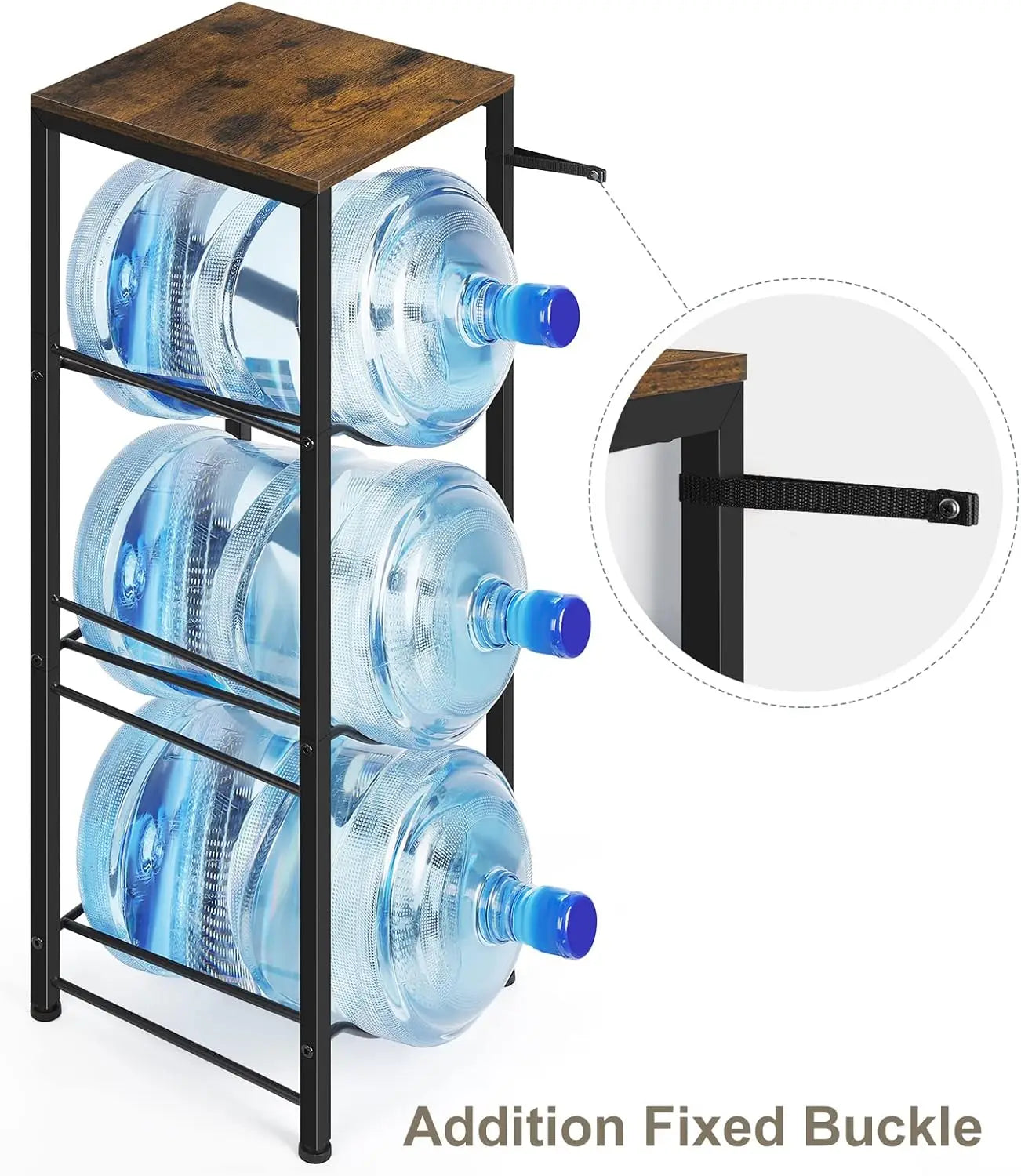 Water bottle rack 5 gallons (approximately 15.7 liters) water cooler kettle rack 3 layers water bottle storage rack with storage