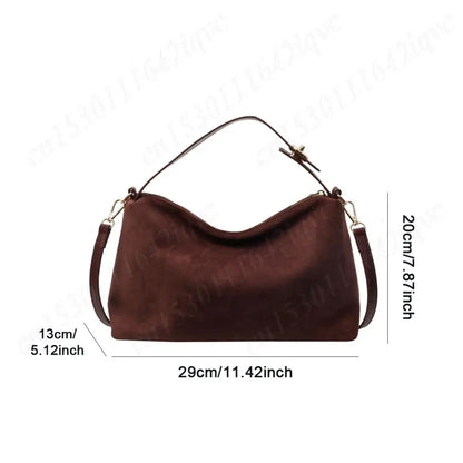 Women Suede Shoulder Bag Crossbody Bag Adjustable Strap Hobo Purse With Inner Pocket Satchel Purse Clutch Purse Zipper Handbag