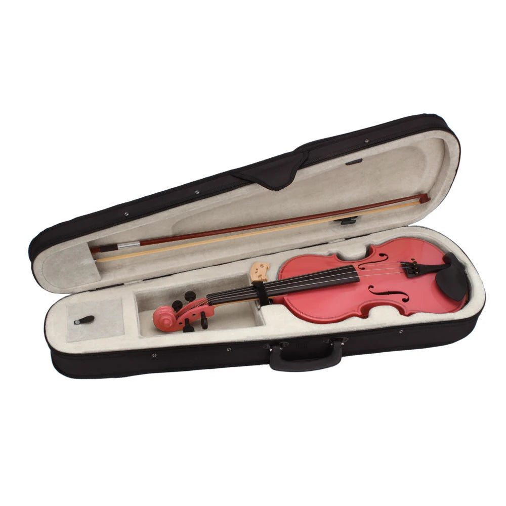 1/8 Pink Violin for Kids Ages 5-9 Beginner Kids Violin Solid Wood Fiddle Violin for Beginners Small Violin for Girls with Bow