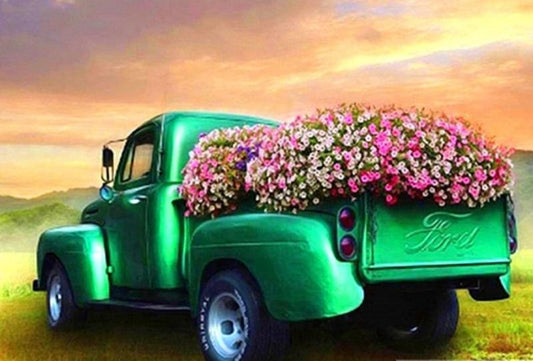 Old Ford Truck 5D DIY Diamond Painting Full Square Drill Flower Truck Cross Stitch Embroidery 5D Home Decor