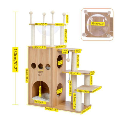 X-Large Cat Tree Tower Condo  Kitten Playground Multi-Level Activity Center Play House Medium Scratching Post Plush Pet Furniture