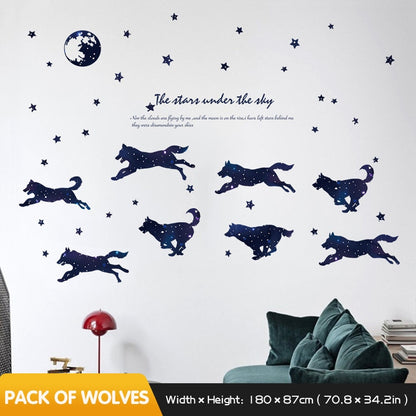 Self-Adhesive Silhouette Wolf Stickers Bedroom Living Room Decor Creative Personality Wall Decor Office Decoration Home Decor