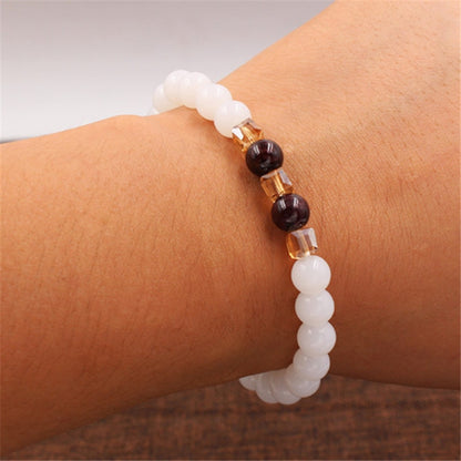 Top Natural White Chalcedony Garnet Bracelets &amp; Bangle For Women Jewelry Buddha Elastic Yoga Stone Bead Bracelet