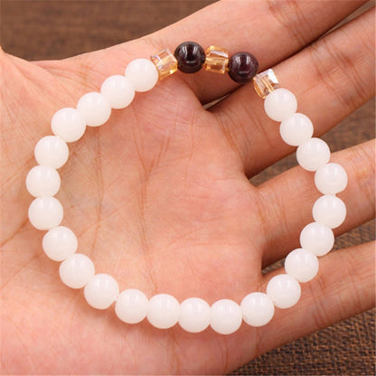 Top Natural White Chalcedony Garnet Bracelets &amp; Bangle For Women Jewelry Buddha Elastic Yoga Stone Bead Bracelet