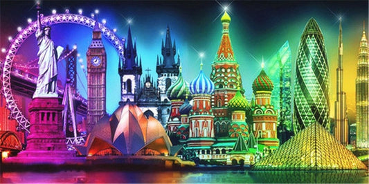 Famous Landmark 5D Diamond Painting Kits Cross Stitch Diamond Mosaic City Night View Landscape Art Bead Embroidery Home Decor