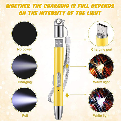 USB Charge LED Diamond Painting Pen Drill Pen 5D Diamond Painting Tools with 2 Light Modes Pen Kit