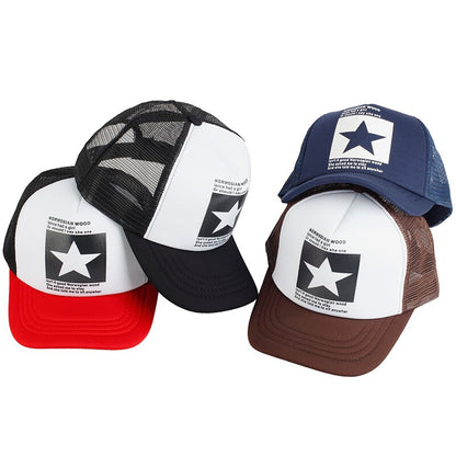 Geebro Fashion Five Point Star Pattern Baseball Cap Outdoor Baseball Hat Breathable Men Women Summer Mesh SnapbackCaps