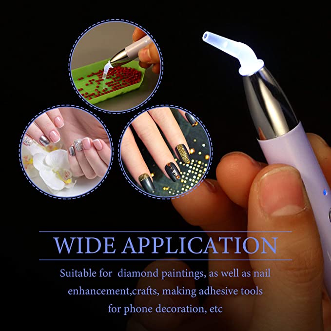 USB Charge LED Diamond Painting Pen Drill Pen 5D Diamond Painting Tools with 2 Light Modes Pen Kit