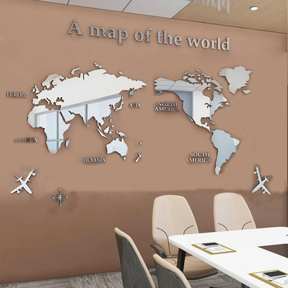 3D World Map Acrylic Solid Piece Waterproof Mold-proof Bedroom Office Wall Decal Sticker for Living Room Classroom Decoration Ideas