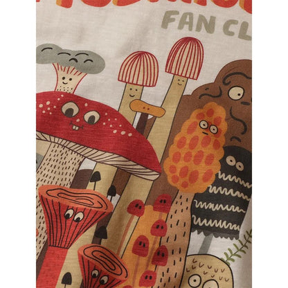 Mushroom Fan Club T-Shirts Cotton Material Retro Apricot Mushroom Cute Casual Summer Woman T-Shirt Fashion Streetwear