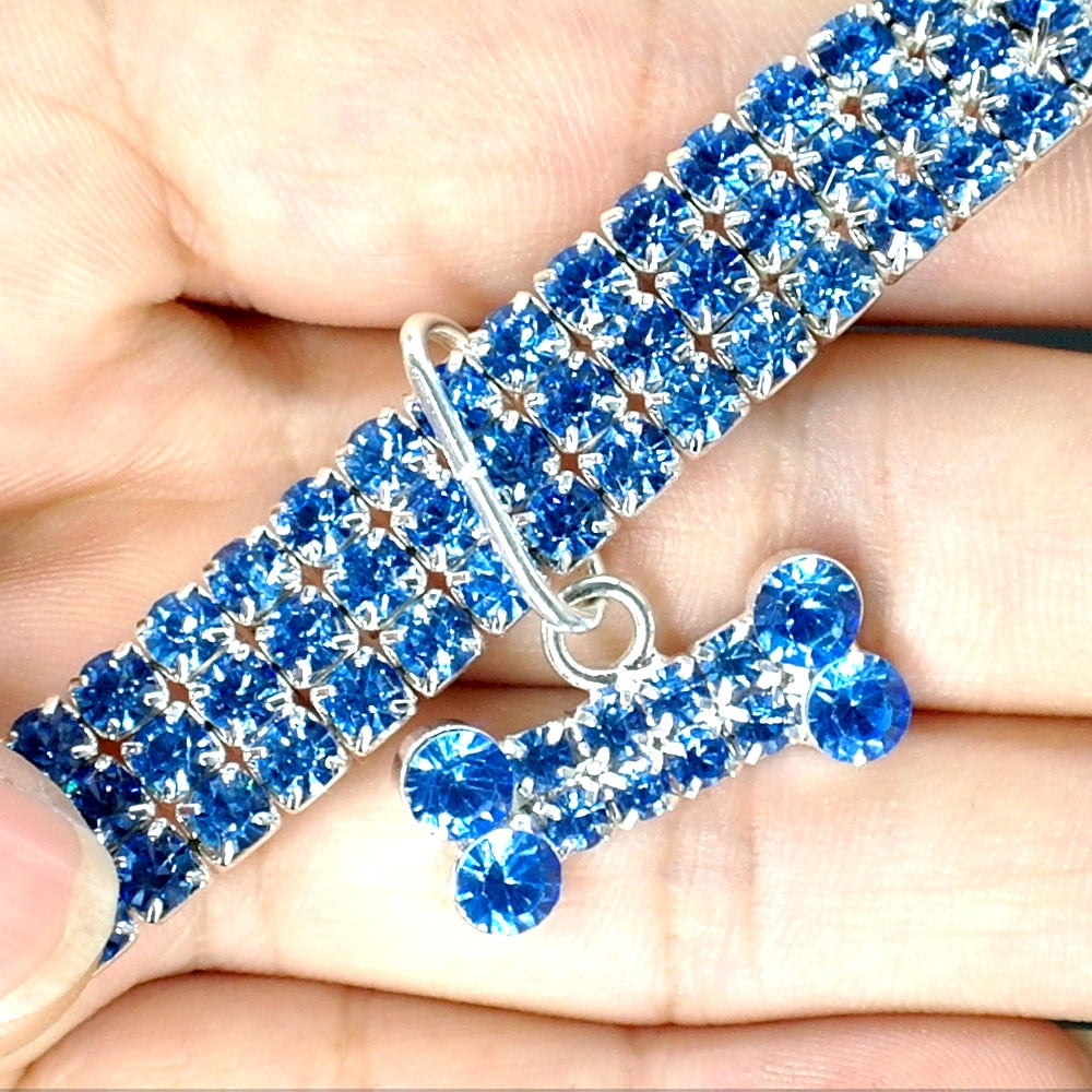 Rhinestone Bling Dog Collar Crystal Puppy Pet Dog Collars For Small Medium Large Dogs Pet Accessories Dog Bone Collar