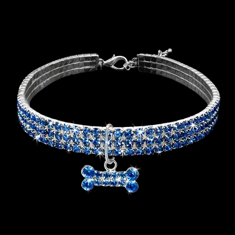 Rhinestone Bling Dog Collar Crystal Puppy Pet Dog Collars For Small Medium Large Dogs Pet Accessories Dog Bone Collar