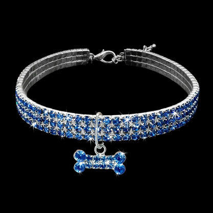 Rhinestone Bling Dog Collar Crystal Puppy Pet Dog Collars For Small Medium Large Dogs Pet Accessories Dog Bone Collar