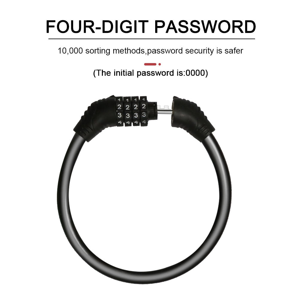 Universal Bicycle Lock 4 Digit Password Mountain Bike Lock Anti-theft Portable Security Steel Chain Scooter Password Lock