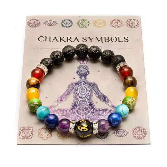 7 Chakra Bracelet with Meaning Card for Men Women Natural Crystal Healing Anxiety Jewelry Mandala Yoga Meditation Bracelet Gift