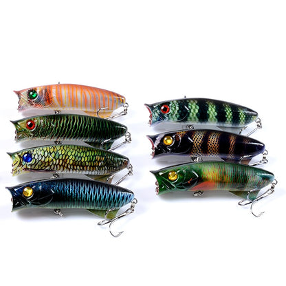 1pc Floathing Lure with Treble Hook 3D Printed Topwater Popper Fishing Lure 7.8cm 11.5g Hard Bait Plastic Fishing Tackle Crankbait 7 Colors