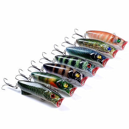 1pc Floathing Lure with Treble Hook 3D Printed Topwater Popper Fishing Lure 7.8cm 11.5g Hard Bait Plastic Fishing Tackle Crankbait 7 Colors