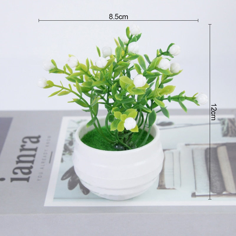 Mini Artificial Plants Bonsai Small Simulated Tree Pot Grass Fake Flowers For Home Garden Office Table Room Decoration Ornaments