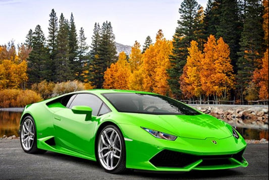 Neon Green Lamborghini 5D DIY Diamond Painting Full Square Drill Sports Car scenery Cross Stitch Embroidery 3D Home Decor