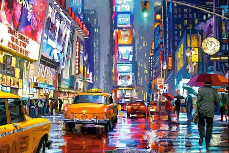 New York City 5D DIY Diamond Painting Full Square Drill Embroidery Cross Stitch Yellow Cab Home Decor