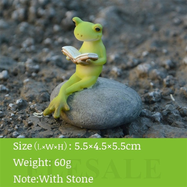 Creative Cute Resin Rural Frog Statue Outdoor Frogs Sculpture For Home Desk Garden Store Decorative Decor Ornament Dropshipping