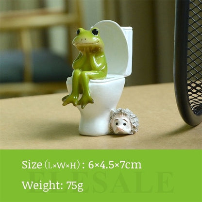 Creative Cute Resin Rural Frog Statue Outdoor Frogs Sculpture For Home Desk Garden Store Decorative Decor Ornament Dropshipping