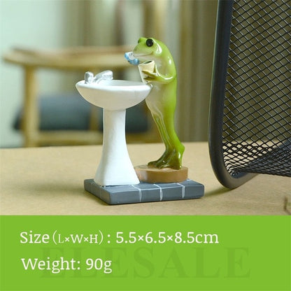 Creative Cute Resin Rural Frog Statue Outdoor Frogs Sculpture For Home Desk Garden Store Decorative Decor Ornament Dropshipping