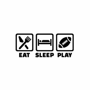 EAT SLEEP PLAY American Football Vinyl Decal Sport Car Sticker Decor Art Black/Silver 15.6CM*6.4CM