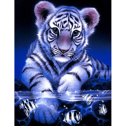 5D DIY Diamond Painting White Tiger Cub Full 3D Round/Square Drill Embroidery Cross Stitch 5D Home Decor Animal Art