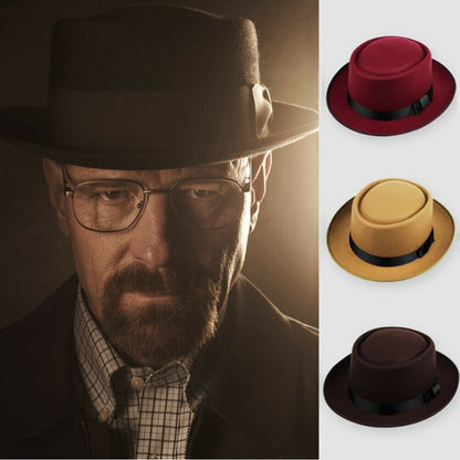 Walter White Style Fedoras Unisex Classic Hat Jazz Cap Gentleman's Hats Choose Color with Black Wrap