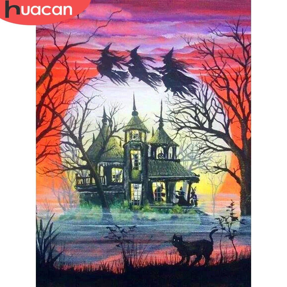 Halloween House Diamond Painting Kit DIY Full Drill Select Square Round Diamonds Arts Crafts Embroidery Inlay Diamond Paintings Home Decoration