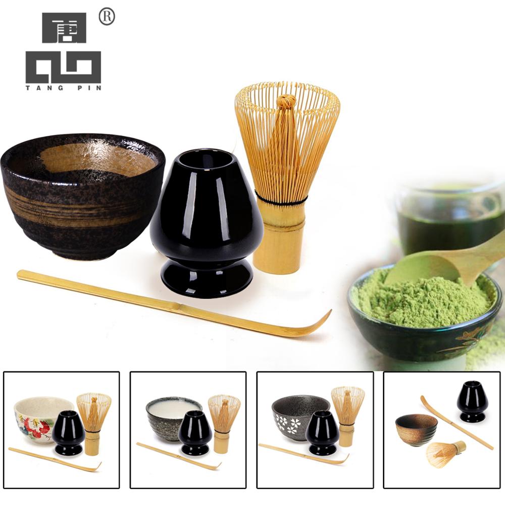 4pcs/set traditional japanese tea sets matcha gift-set bamboo matcha whisk scoop ceremic Matcha Bowl Whisk Holder