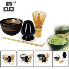 Load image into Gallery viewer, 4pcs/set traditional japanese tea sets matcha gift-set bamboo matcha whisk scoop ceremic Matcha Bowl Whisk Holder
