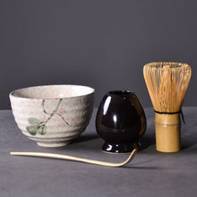 Load image into Gallery viewer, 4pcs/set traditional japanese tea sets matcha gift-set bamboo matcha whisk scoop ceremic Matcha Bowl Whisk Holder
